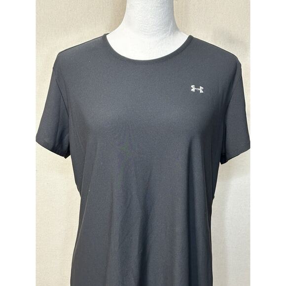 Under Armour Fitted Athletic Shirt. Black, Gray Logo Ladies XL. No Flaws. - Picture 2 of 11